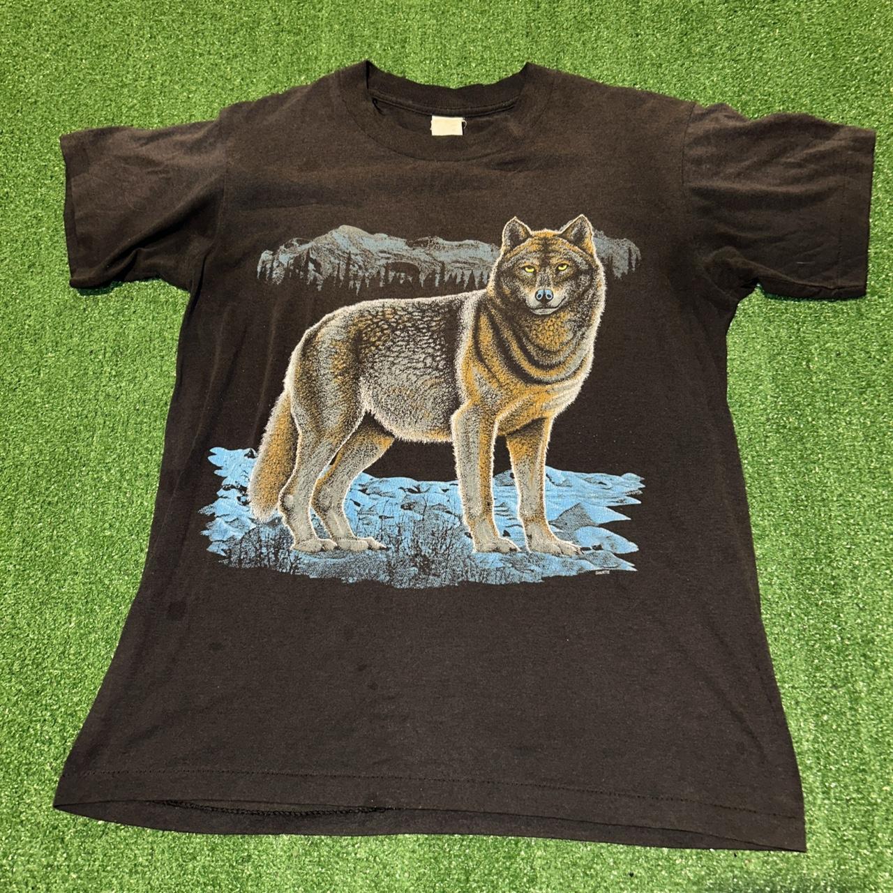VTG 80s Tennessee River Wolf Graphic Single Stitch... - Depop