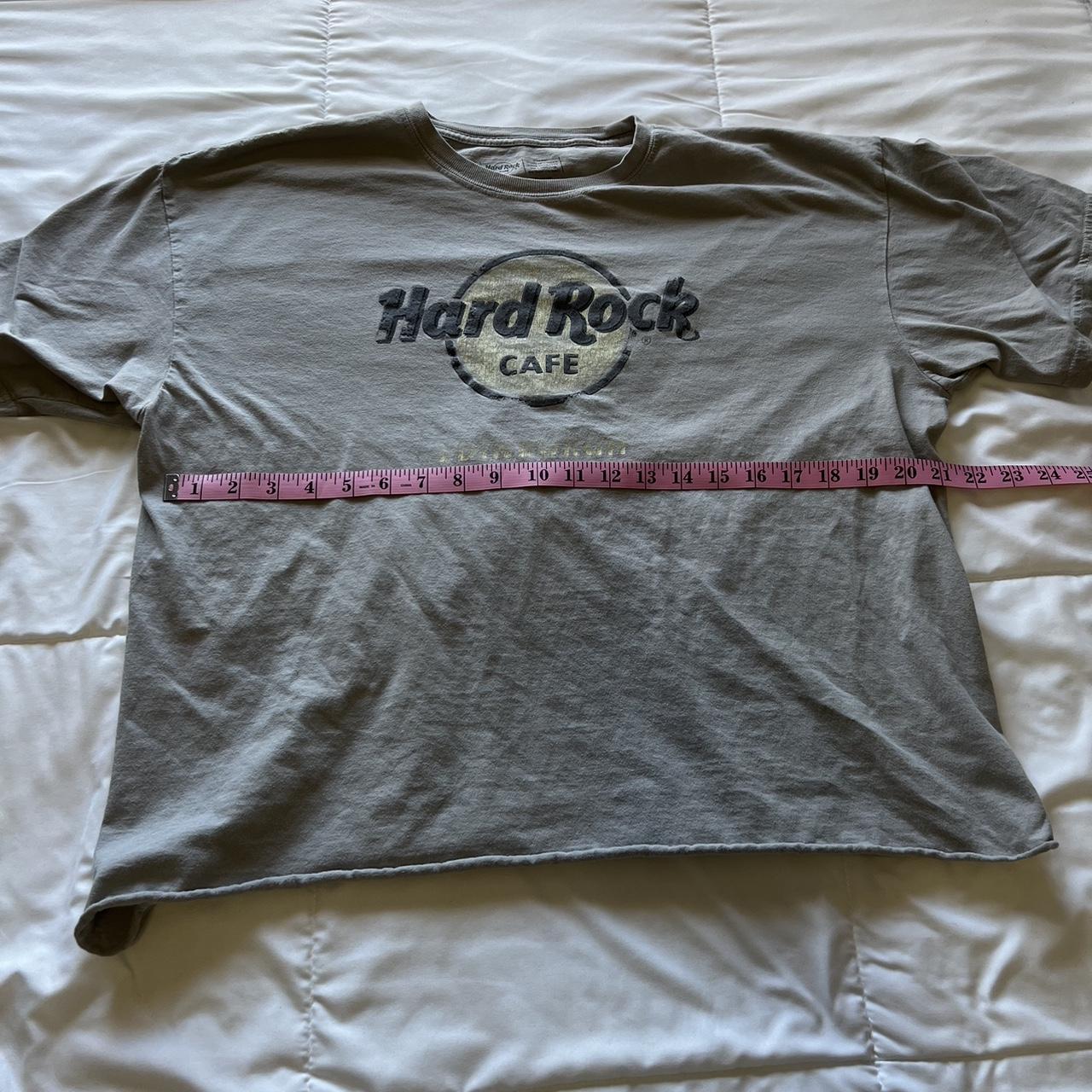 Hard Rock Cafe Women's Grey and Cream T-shirt