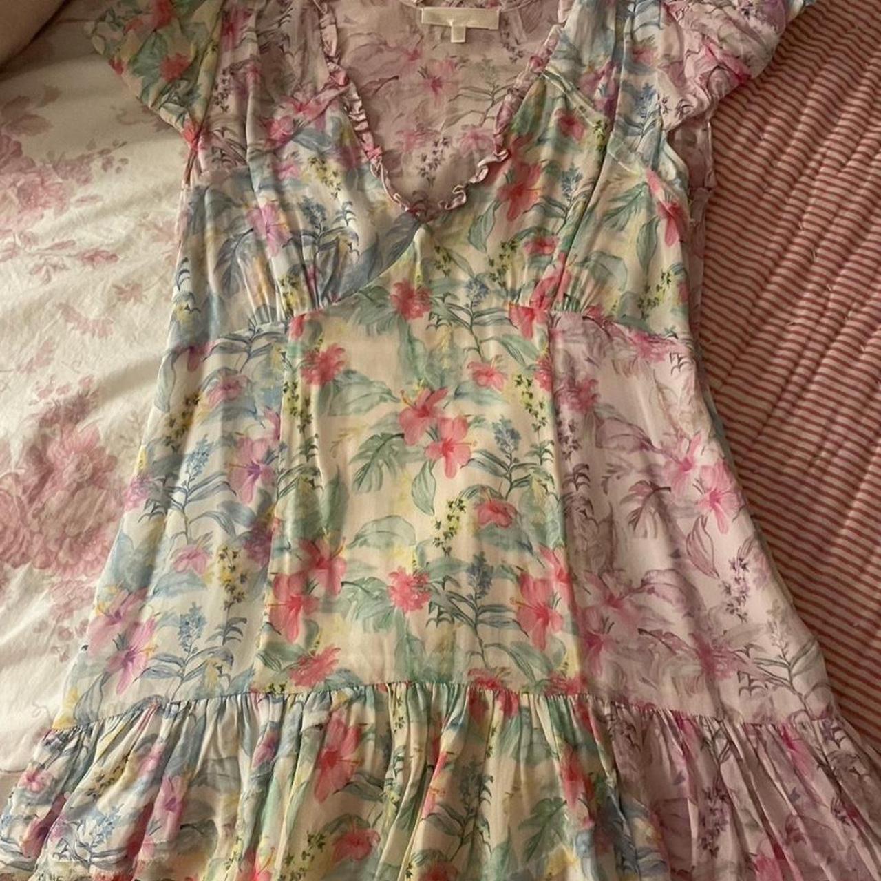 LoveShackFancy Women's Pink and Blue Dress | Depop