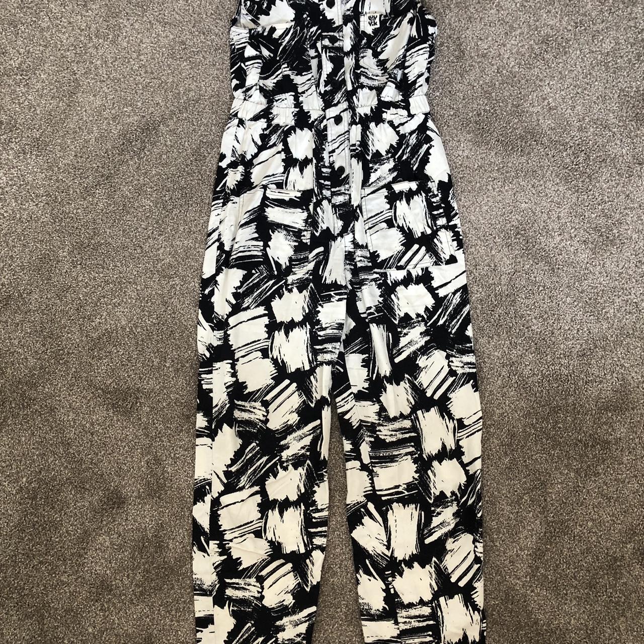 Lucy and Yak Women's Black and White Jumpsuit | Depop