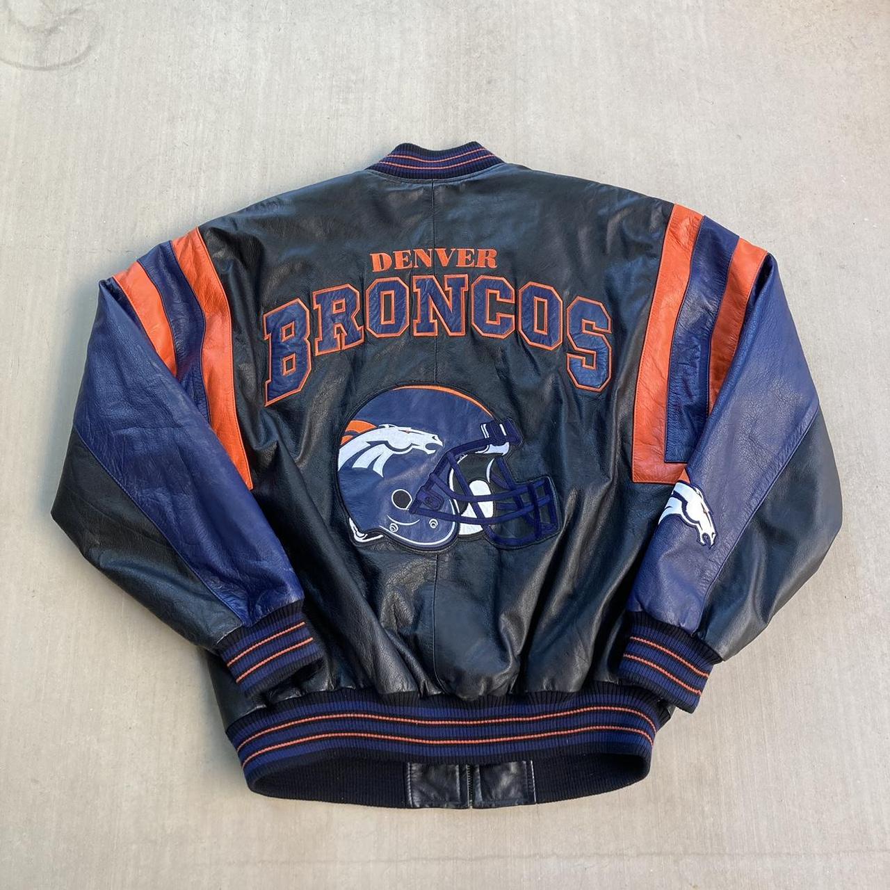 NFL Denver Broncos Leather Jacket Distressed and - Depop