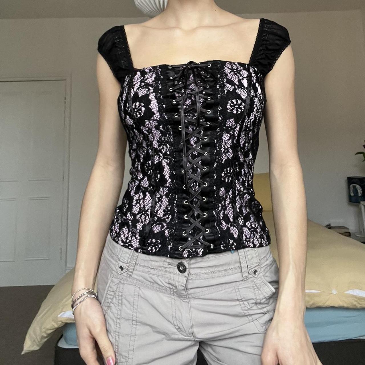 Jane Norman lace up milkmaid top✨labelled a