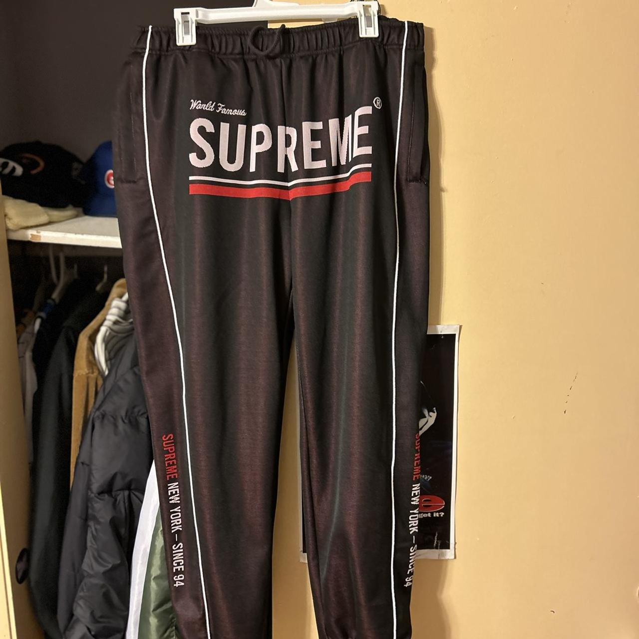 Supreme World Famous Jacquard track pants black - Depop