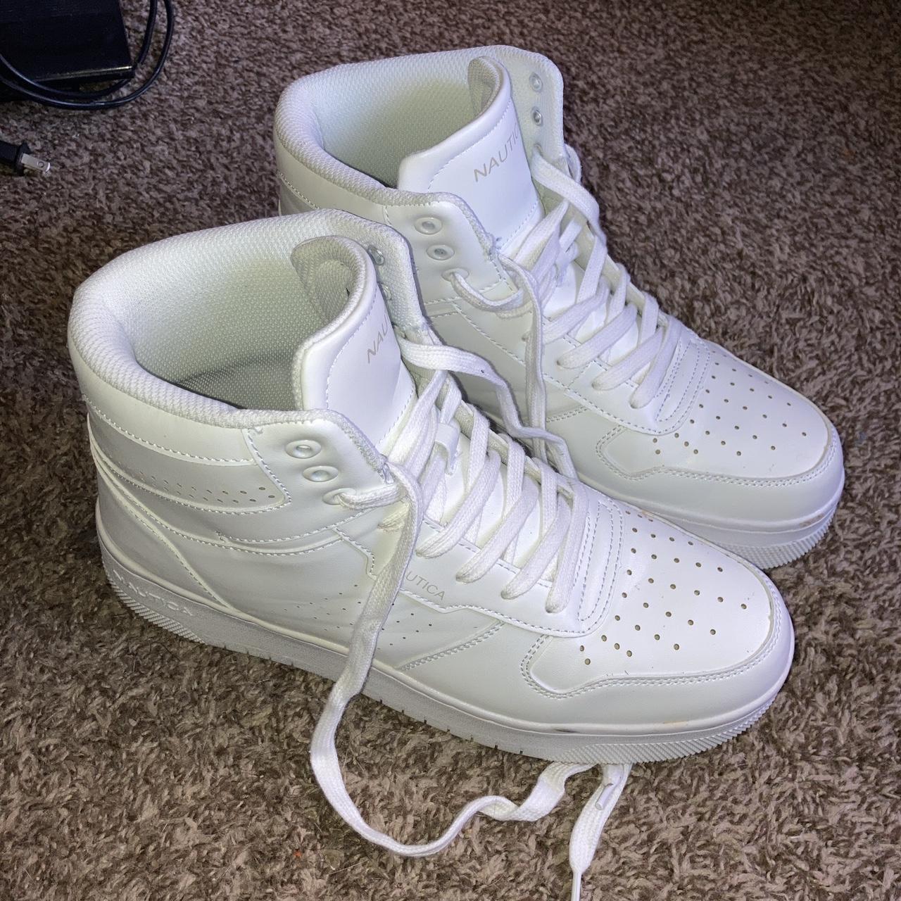 nautica white leather sneakers