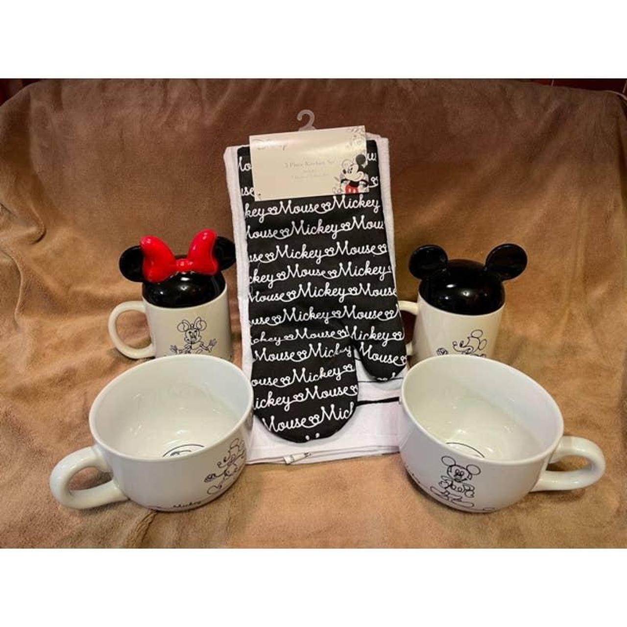 Set of 3 Mickey Mouse Dinner Plates Disney White Black 