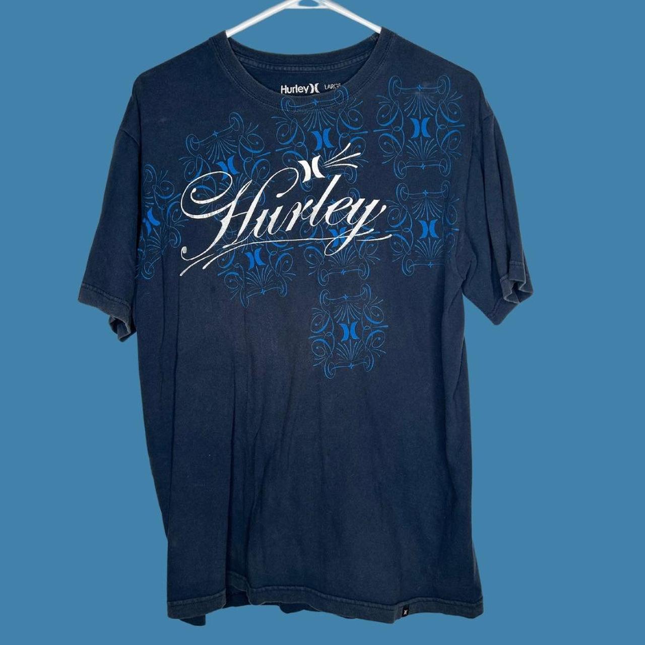 hurley men's vintage y2k blue graphic tshirt....