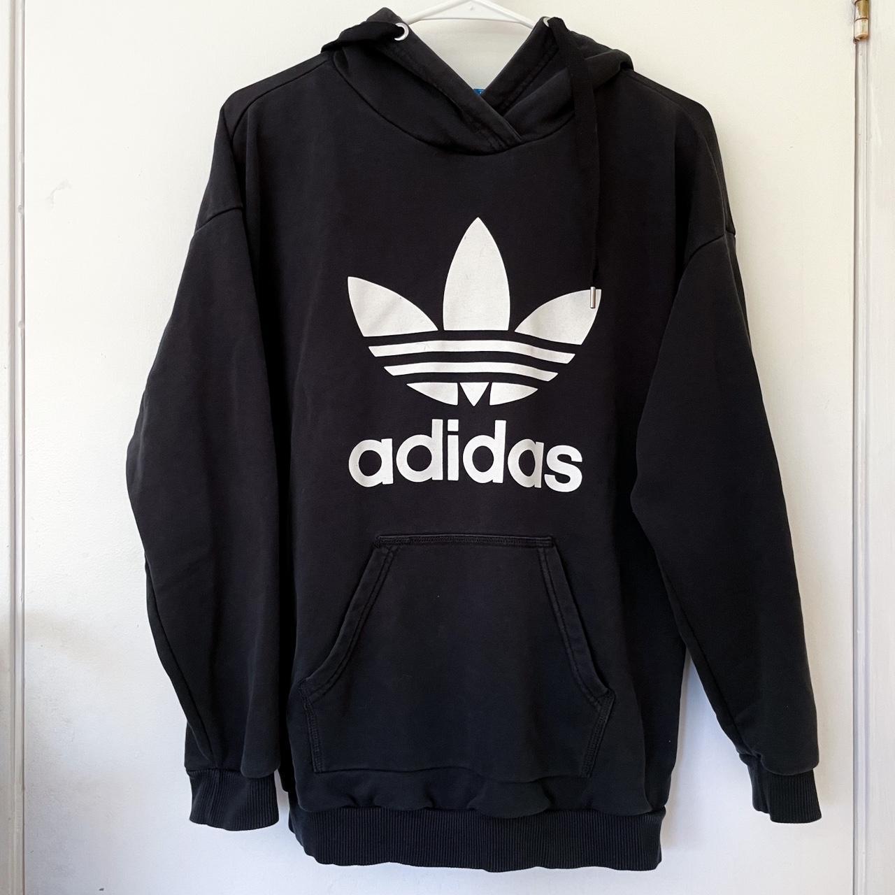 Adidas Men's Black and White Hoodie | Depop