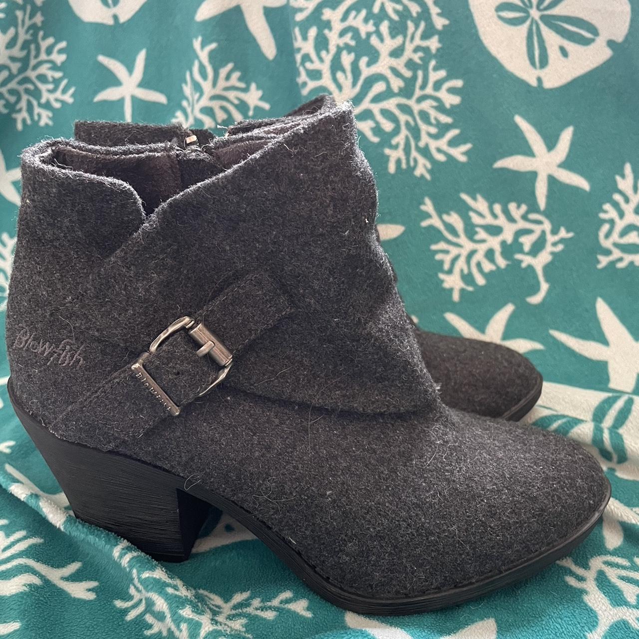 Blowfish grey ankle boots with a 2.5 heel and a. Depop