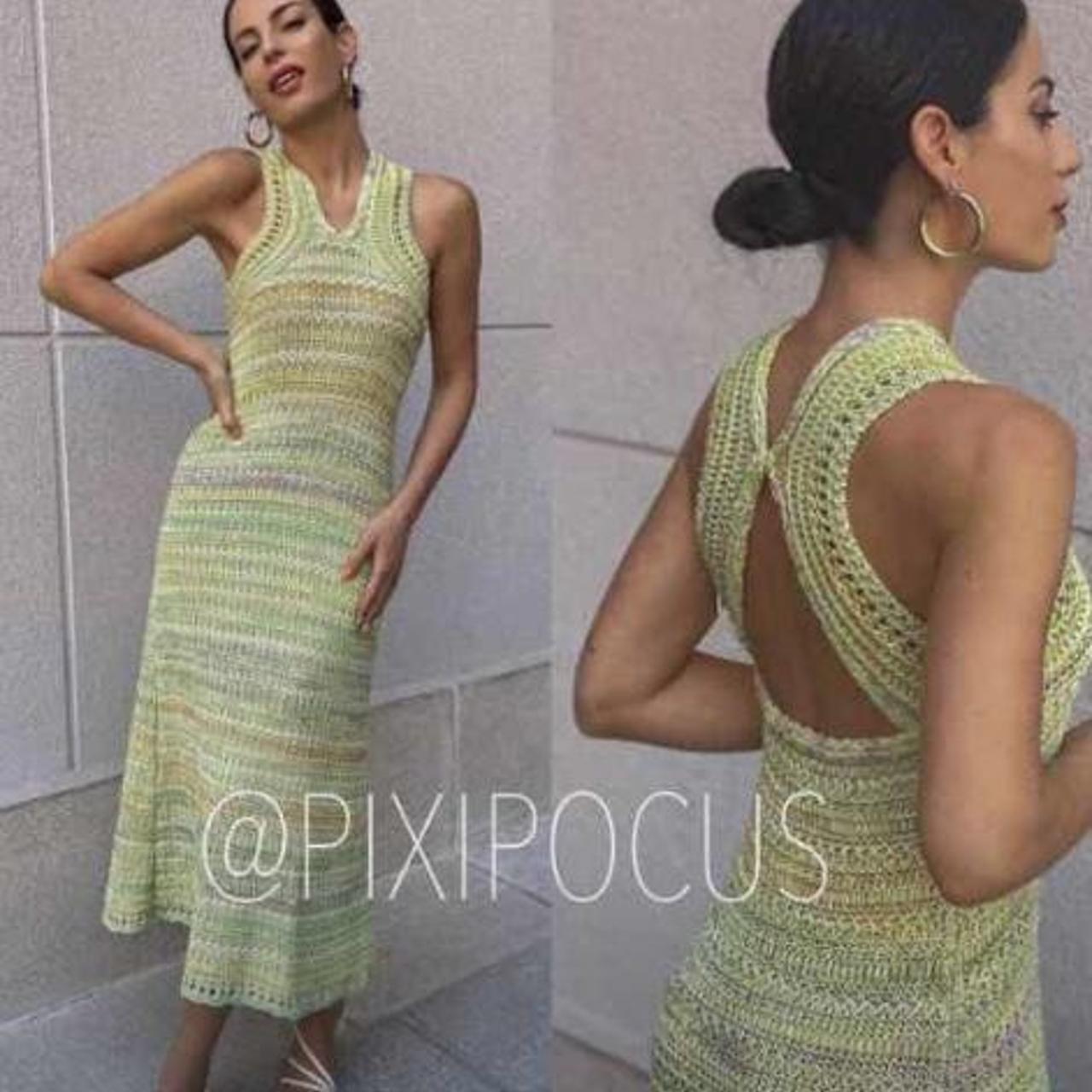Like Green Zara Crochet Dress zara crochet knit... Depop