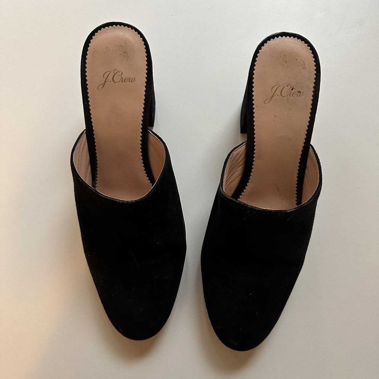 Black Suede Mules with Block Heel Worn a handful Depop