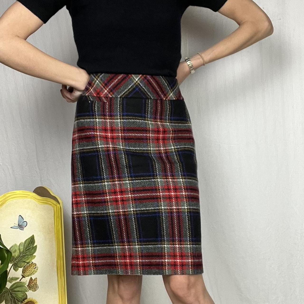 Ll bean shop plaid wool skirt