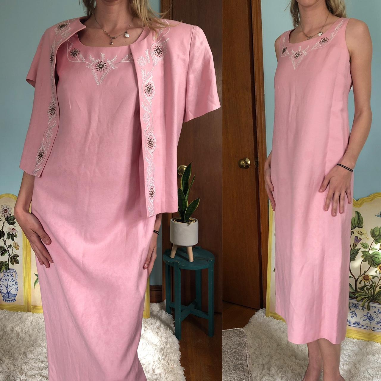 Vintage Pink Jessica Howard Dress and Jacket Set. Depop