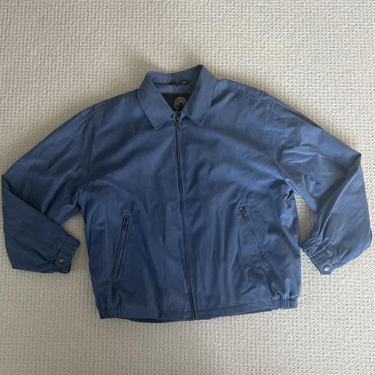 Steel blue suede material bomber jacket men’s... - Depop