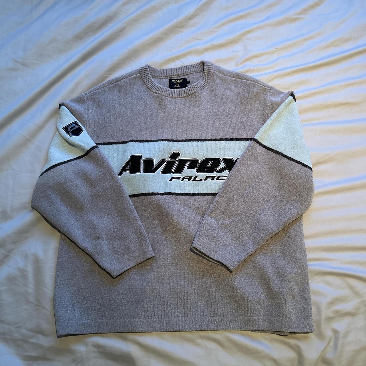 Palace Avirex Chenille Knit Size Large Message for | Depop