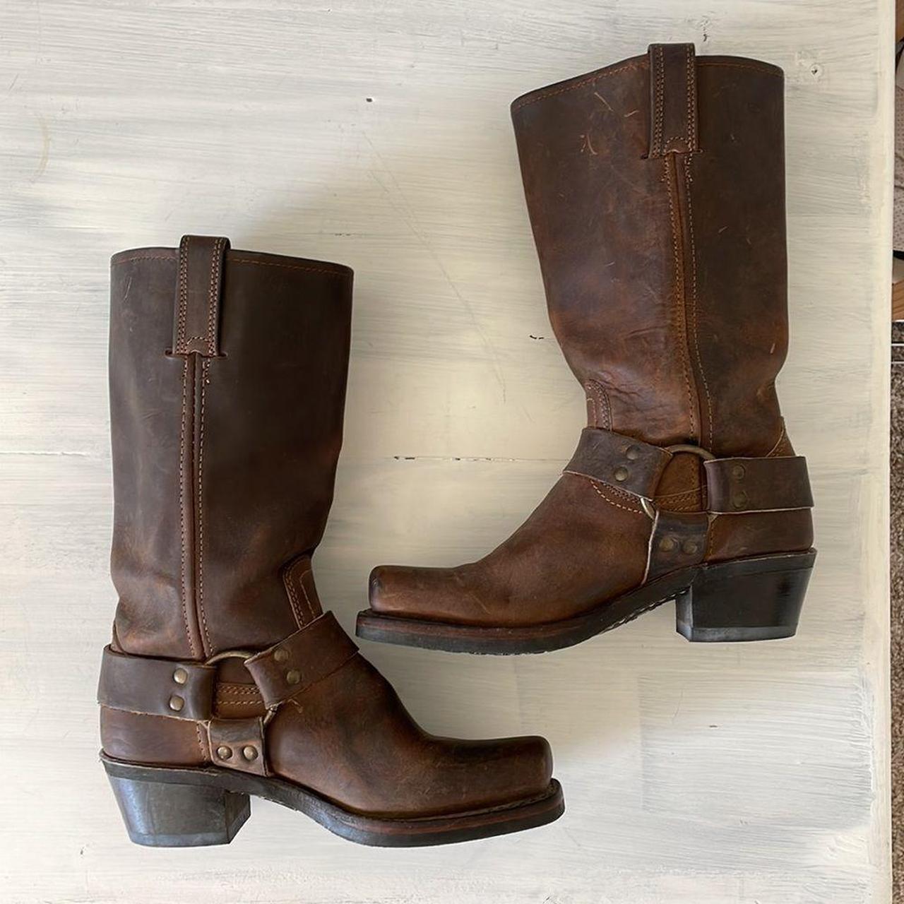 Frye brown 12r harness boots women’s size 6 Some... - Depop