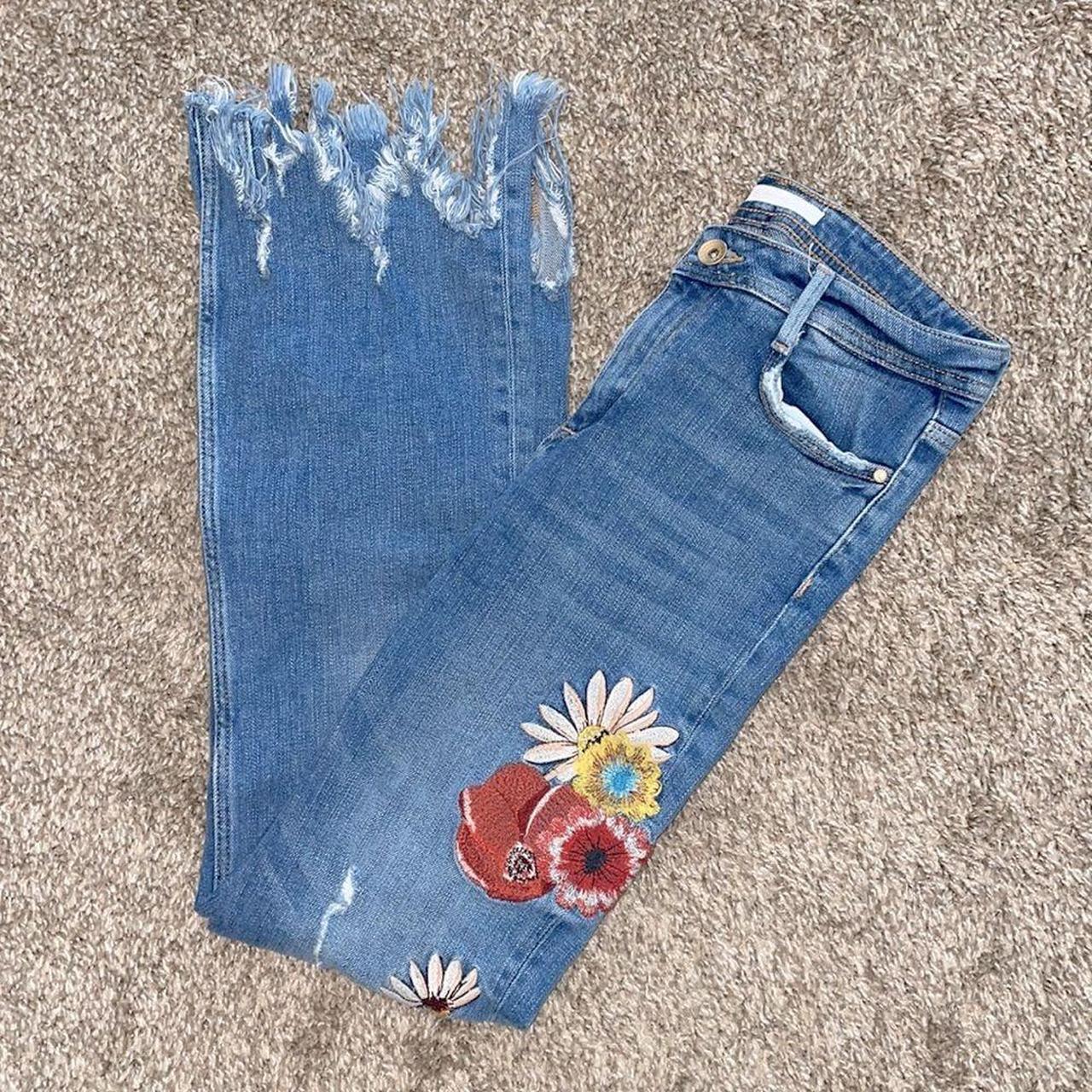 Zara floral embroidered distressed vintage style... - Depop