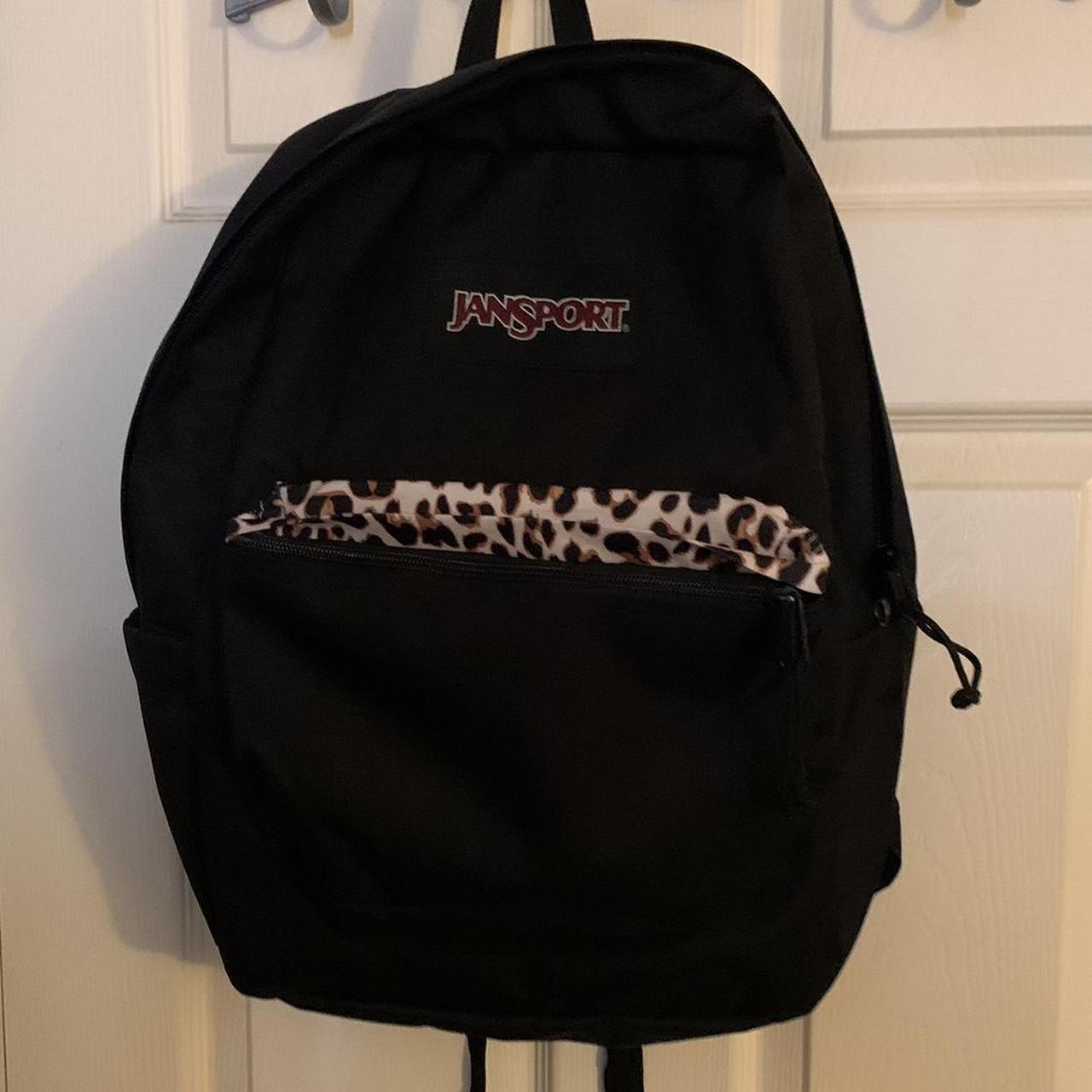 Jansport black and leopard backpack Used a couple... - Depop