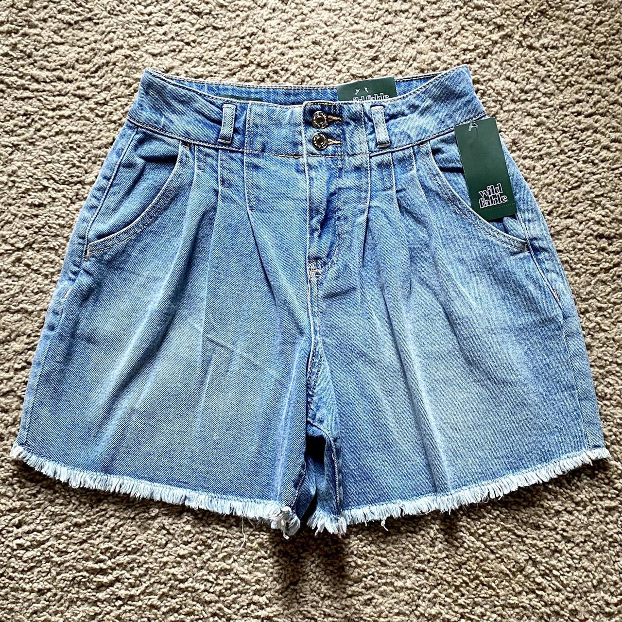 Super High Rise A-Line Denim Shorts