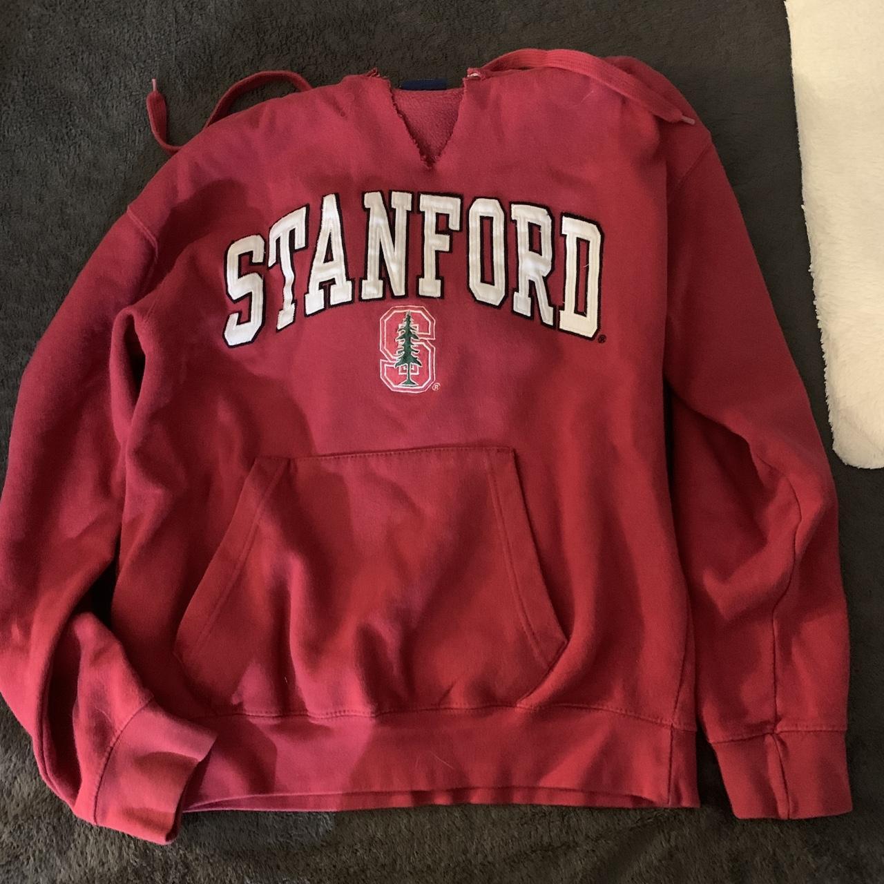Red Stanford Hoodie As seen in photos neck cut Size... - Depop