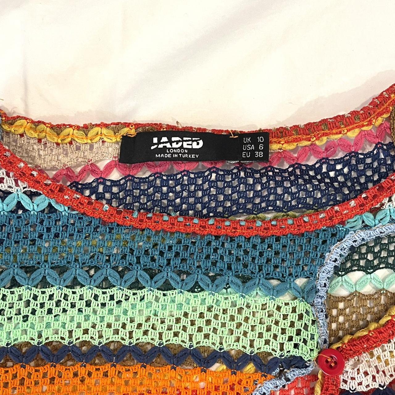 Jaded London Knit / Crochet Rainbow Top Size 10 In Depop