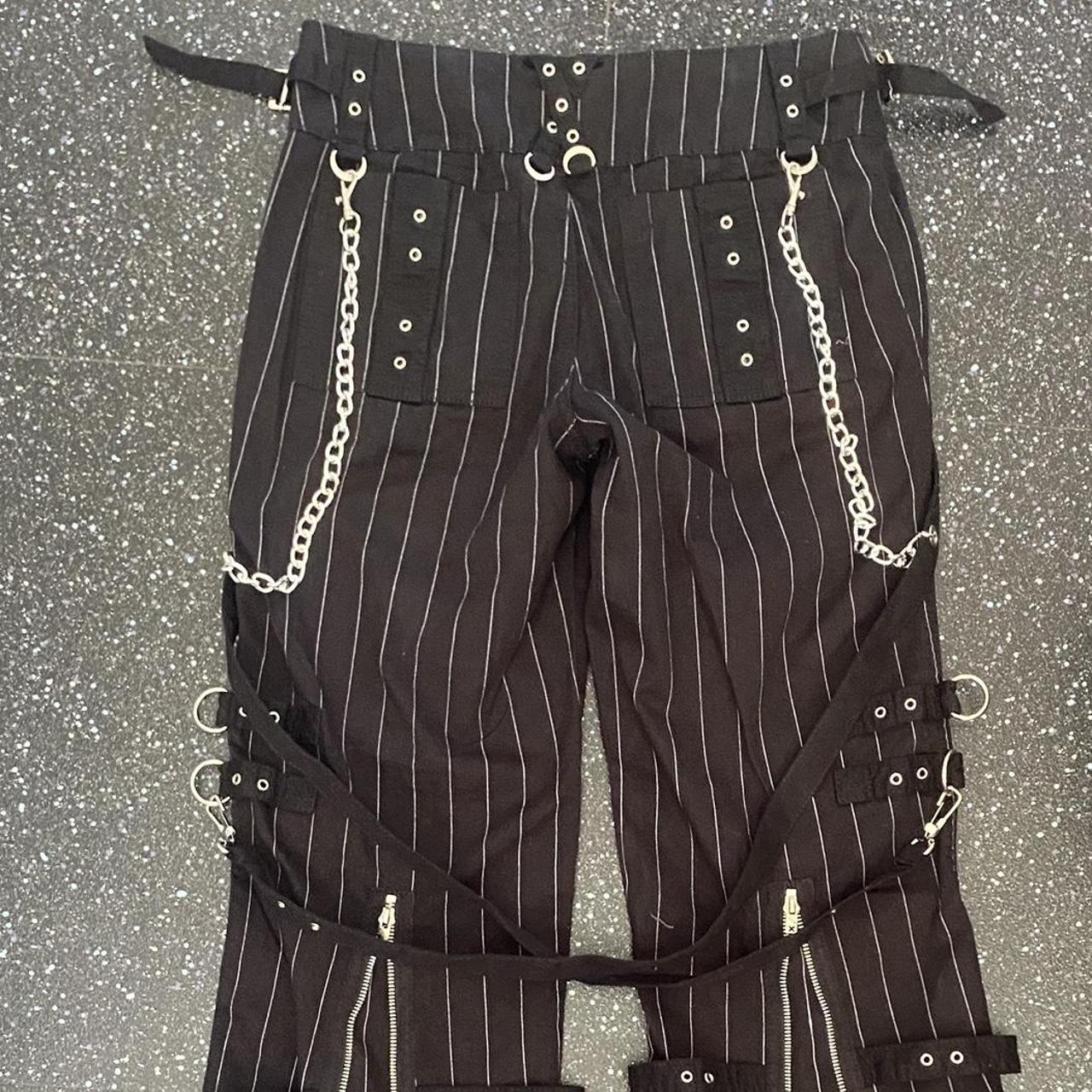 Tripp Nyc pinstripe godfather super D-ring pants... - Depop