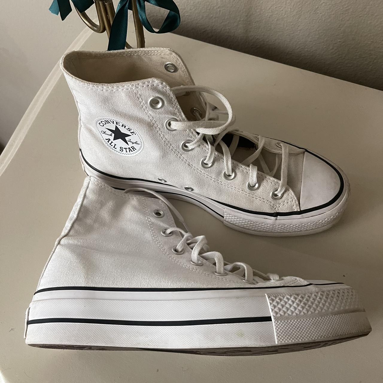 Platform white converse !!! There are signs of wear... - Depop