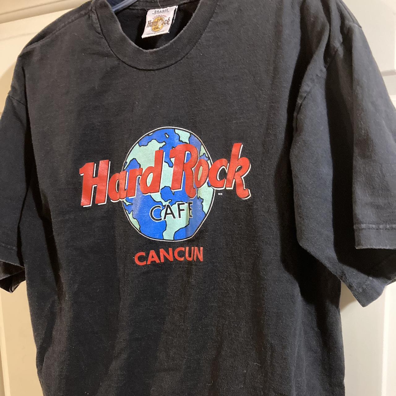 Hard Rock Cafe Men's Black and Red T-shirt | Depop