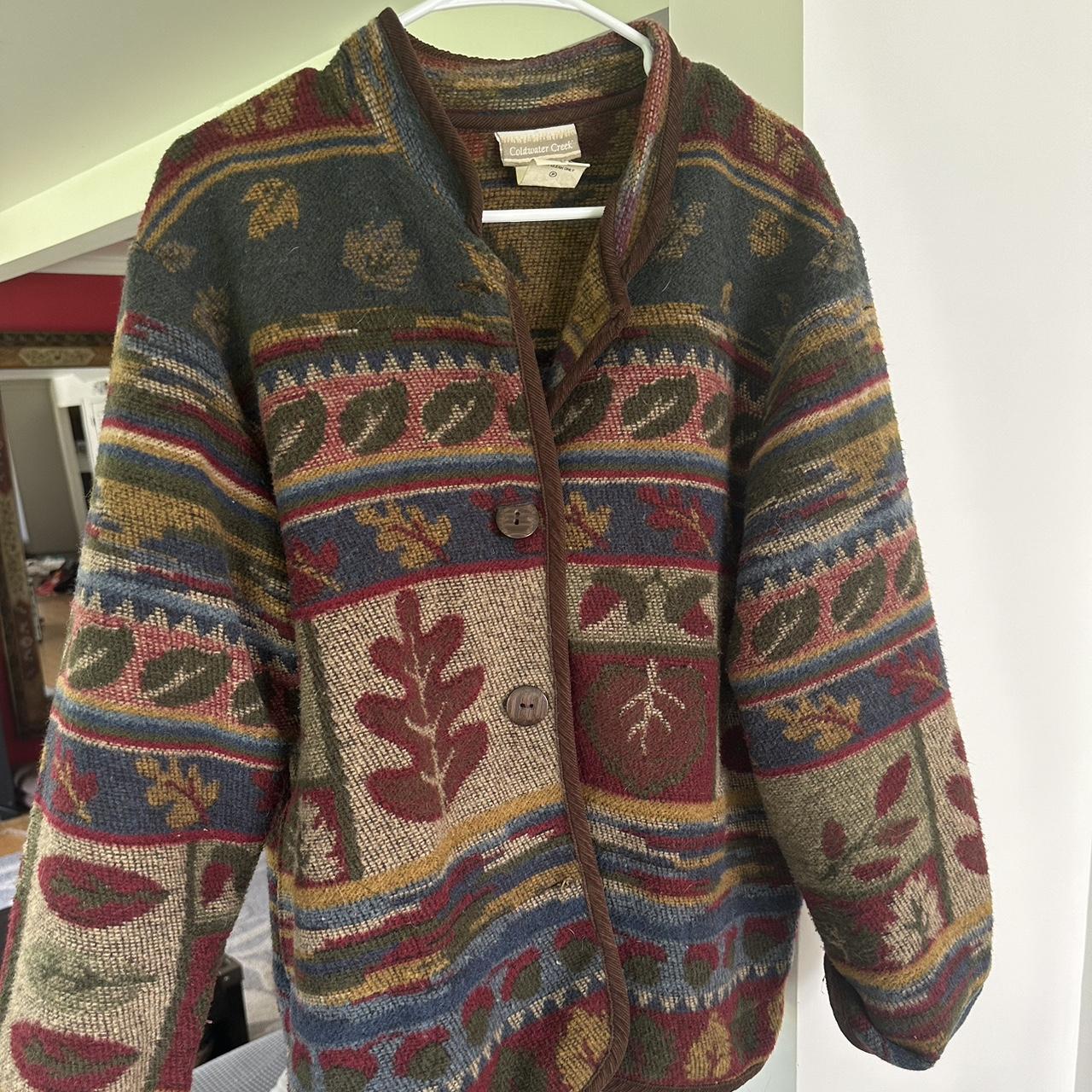 Vintage Coldwater Creek Fall leaf sweater... - Depop