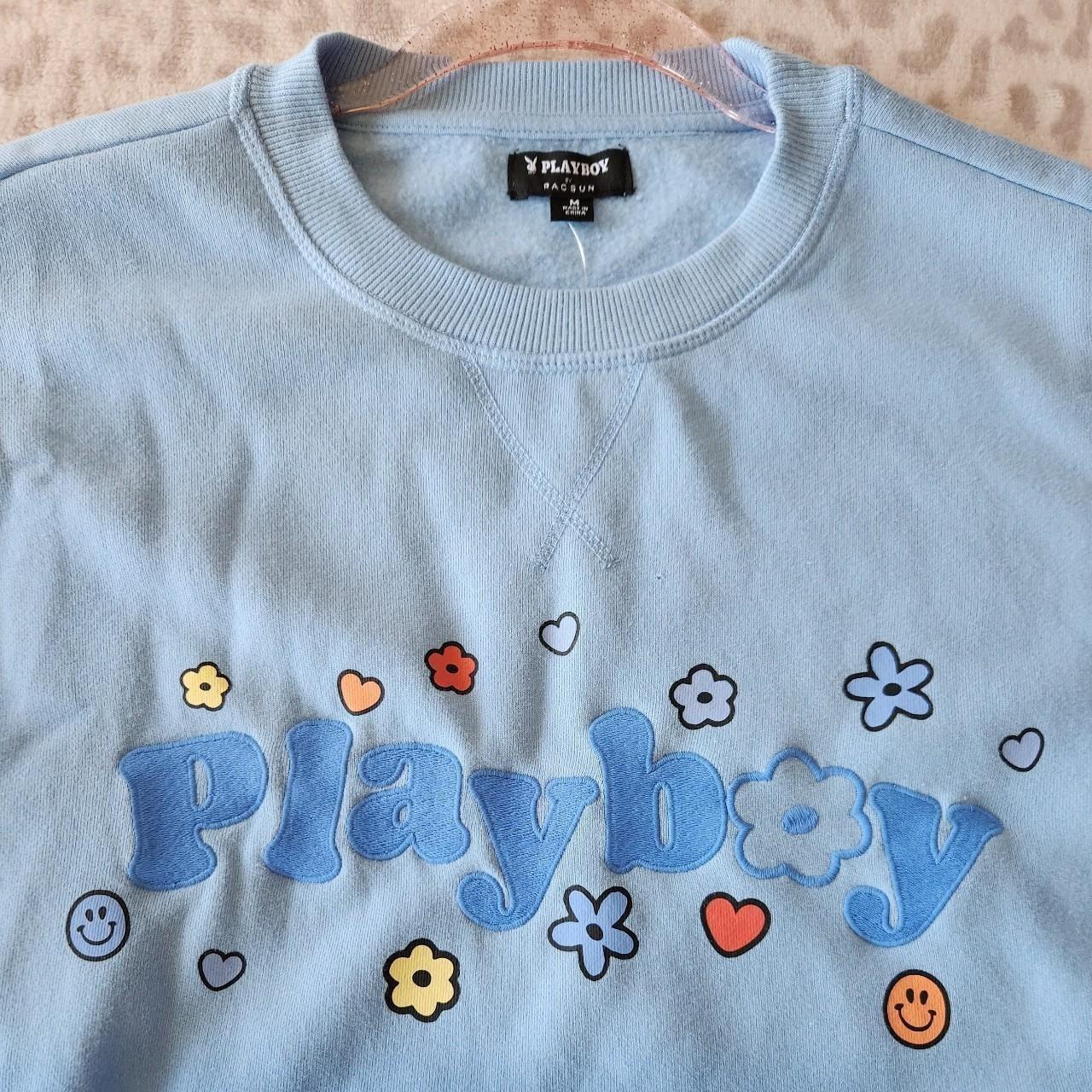 Baby Blue Play Boy Sweatshirts Oversized Blue Ombré Playboy X