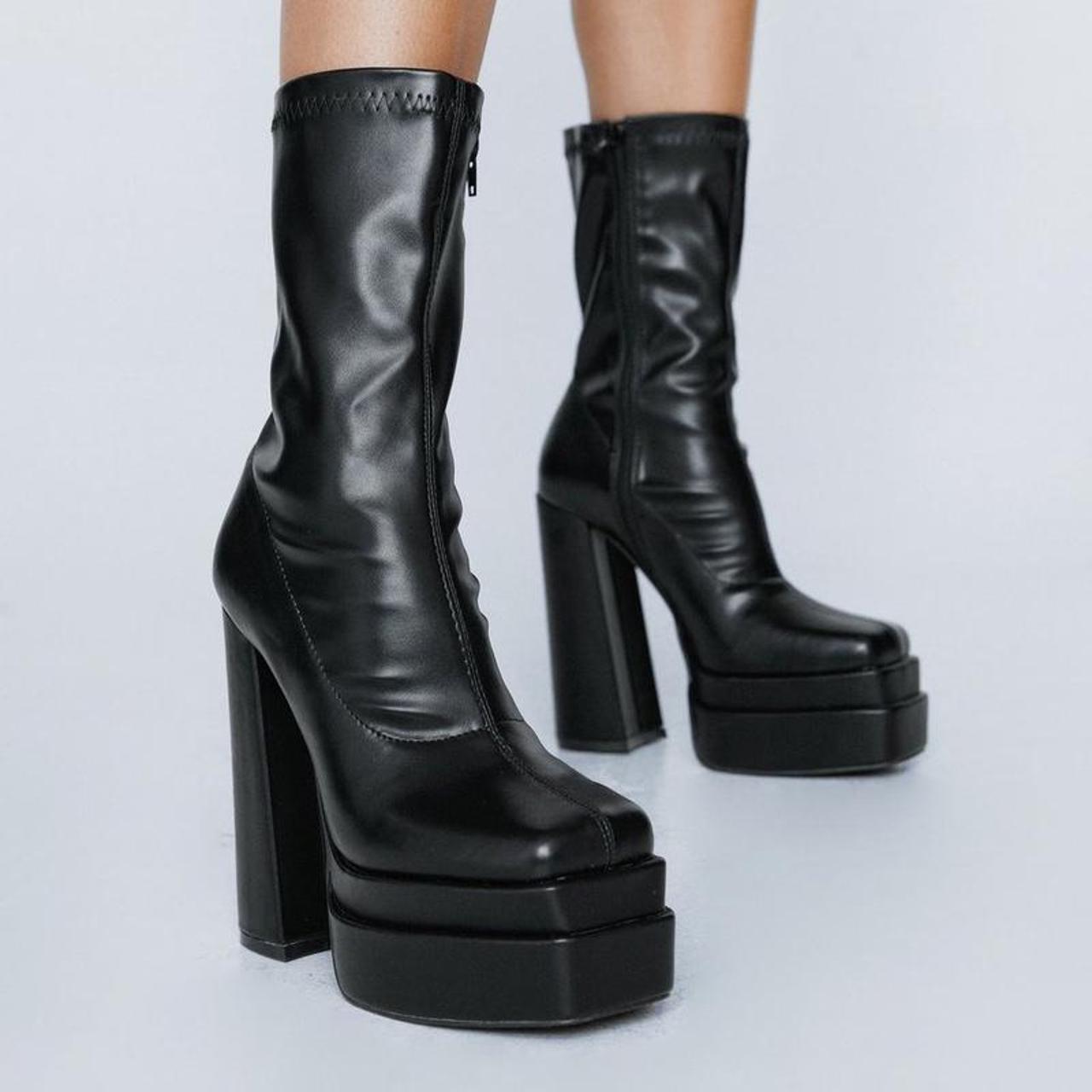 NASTY GAL Faux Leather Platform Boot, Fabric: