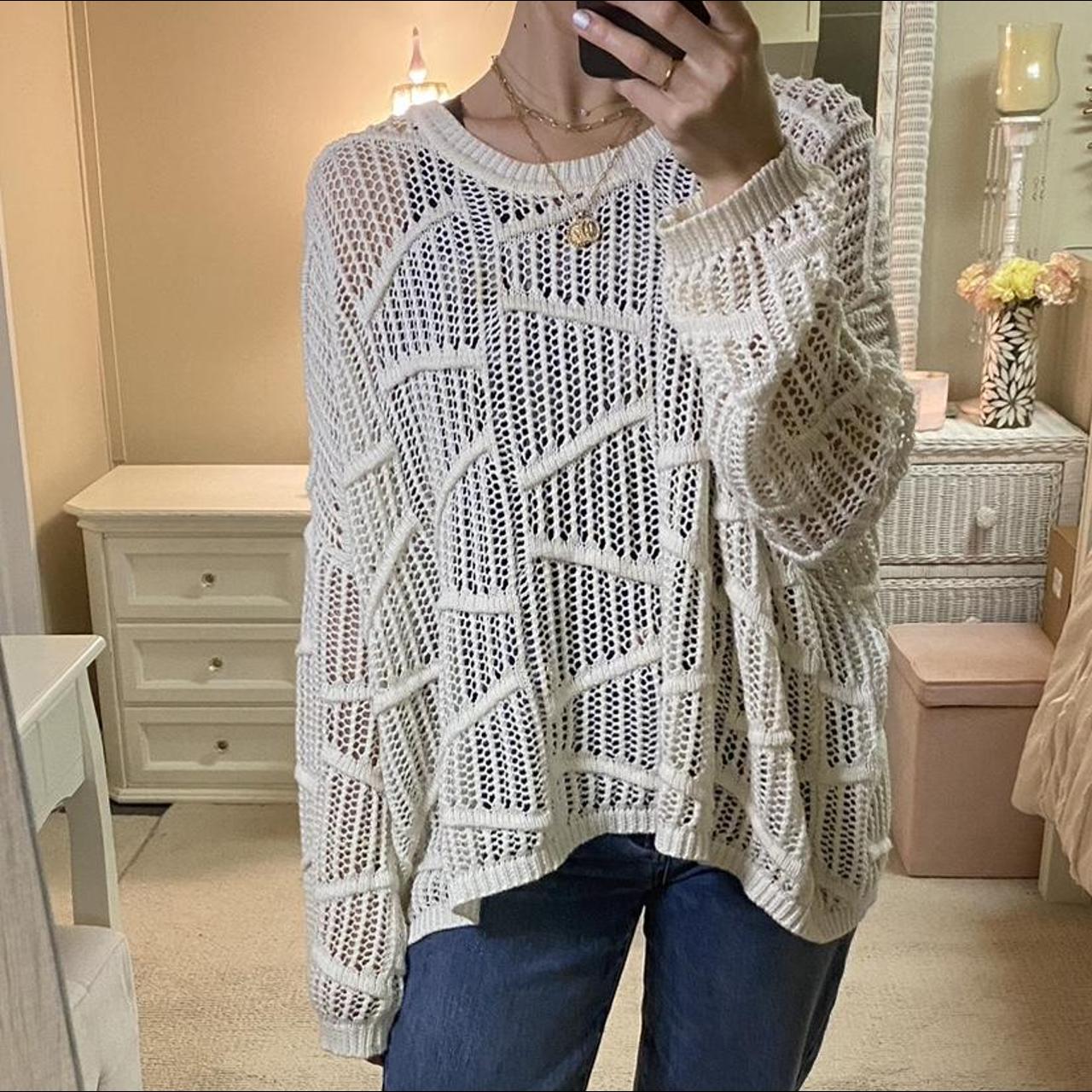 Crochet sweater Cream color crochet knit sweater.... - Depop
