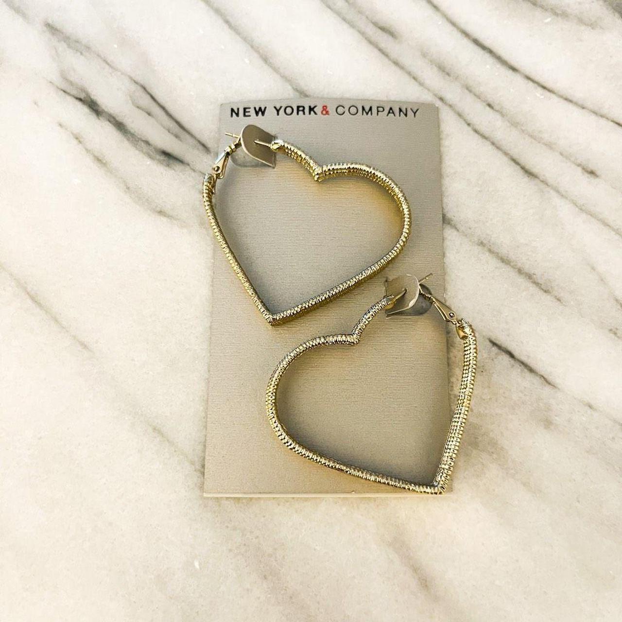 NY&Co Heart Earrings Color: Gold Toned Style: - Depop