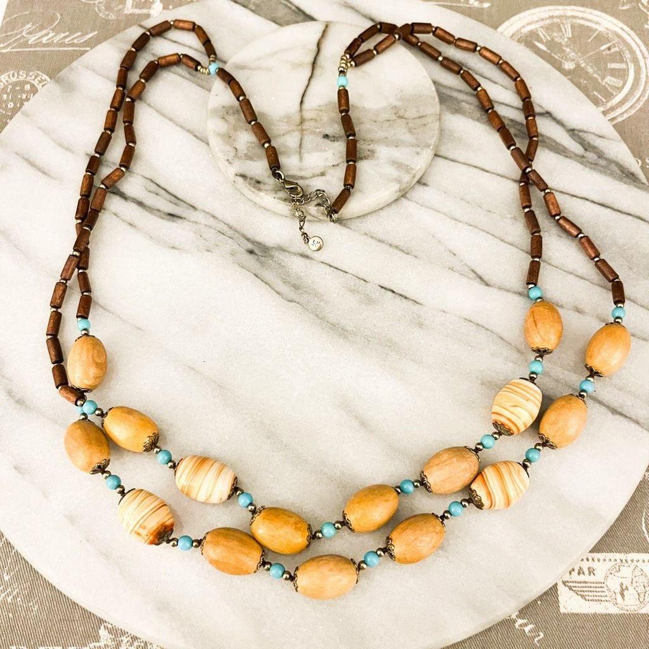 2 Wooden Earthy Beaded online Necklaces