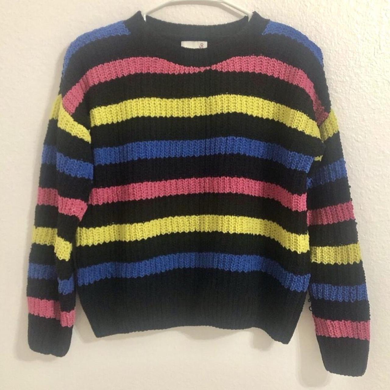 Fashion rainbow clearance colorblock knit sweater