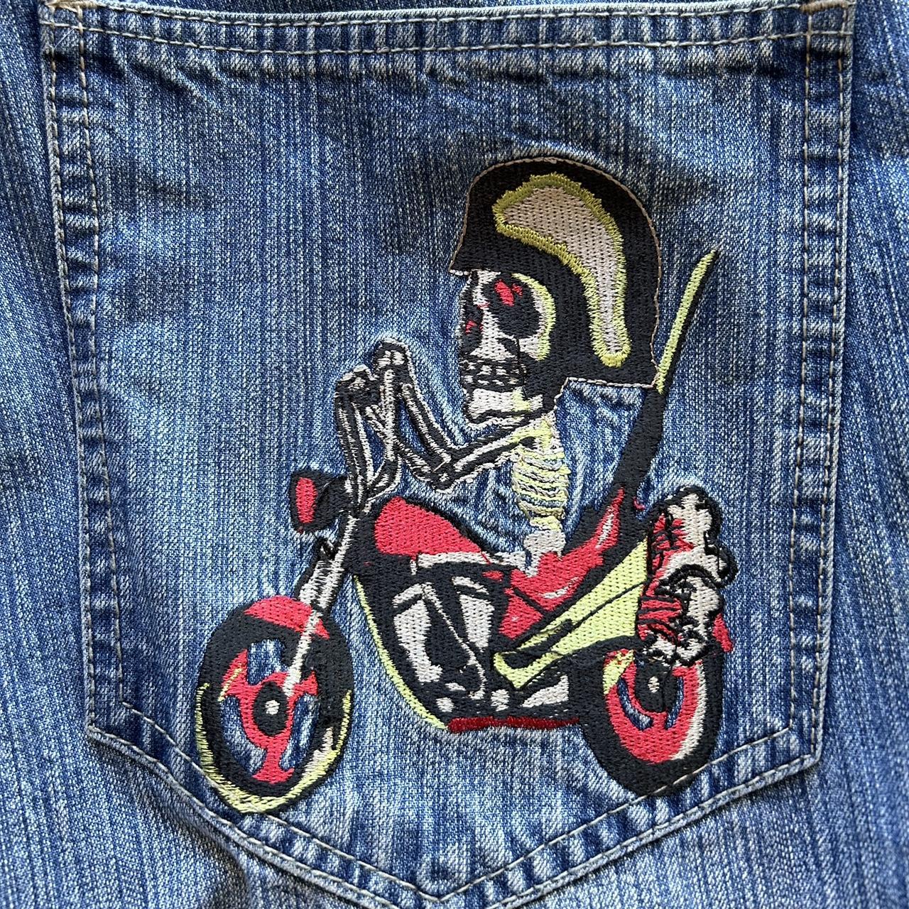 Good Vintage 2000s Ed Hardy Skull Chopper Blue Denim Jeans