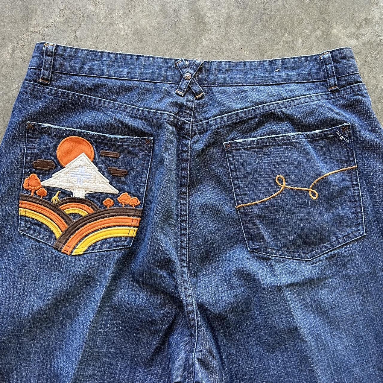 Vintage Y2k Baggy Skater Denim Jeans Embroidered Depop