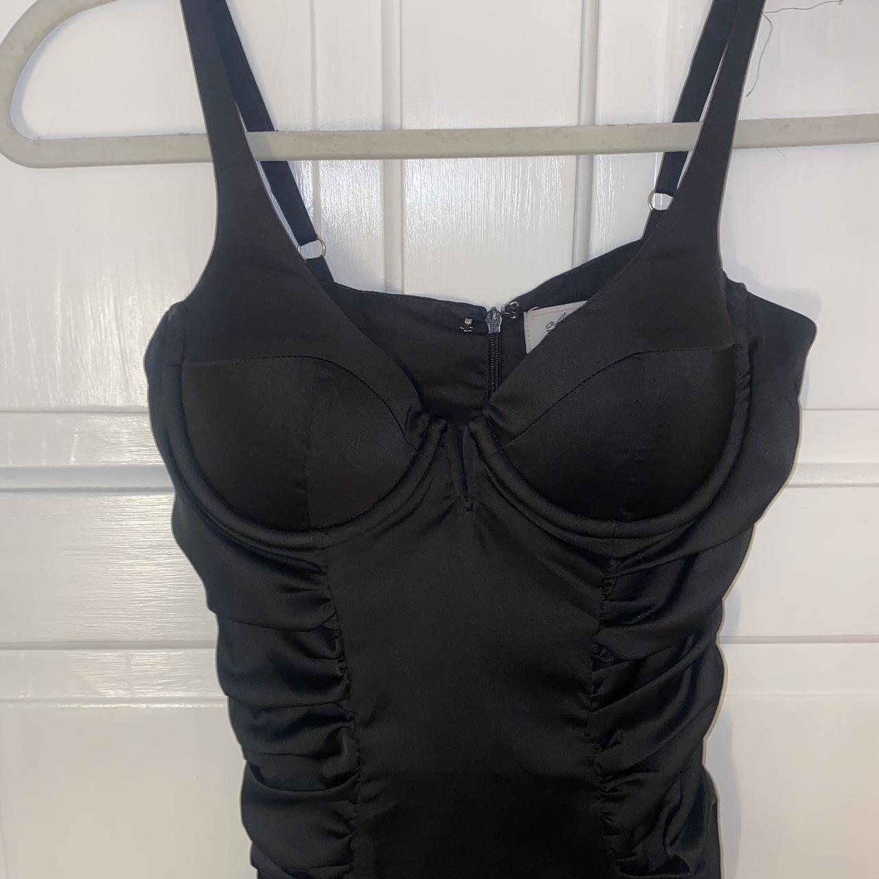 OH POLLY BLACK UNDERWIRE SATIN DRESS Bought for... - Depop