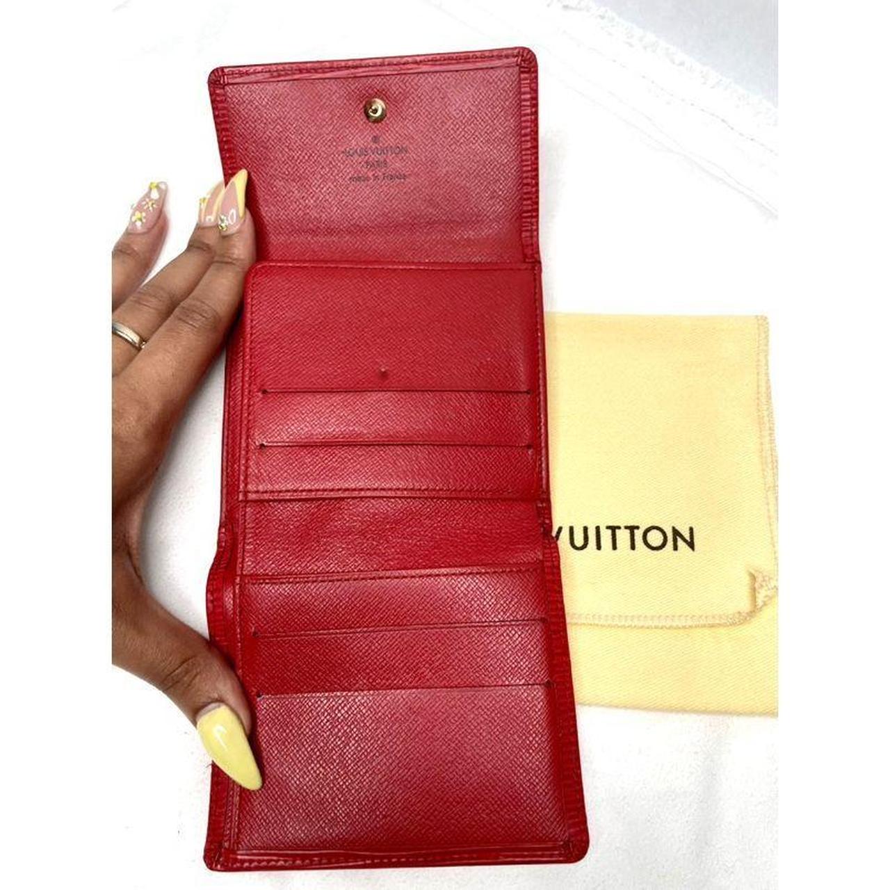 Louis Vuitton Red EPI Card holder Vintage Corner - Depop