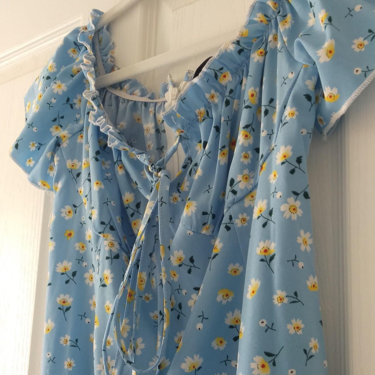 SHEIN Women's Yellow and Blue Dress Depop