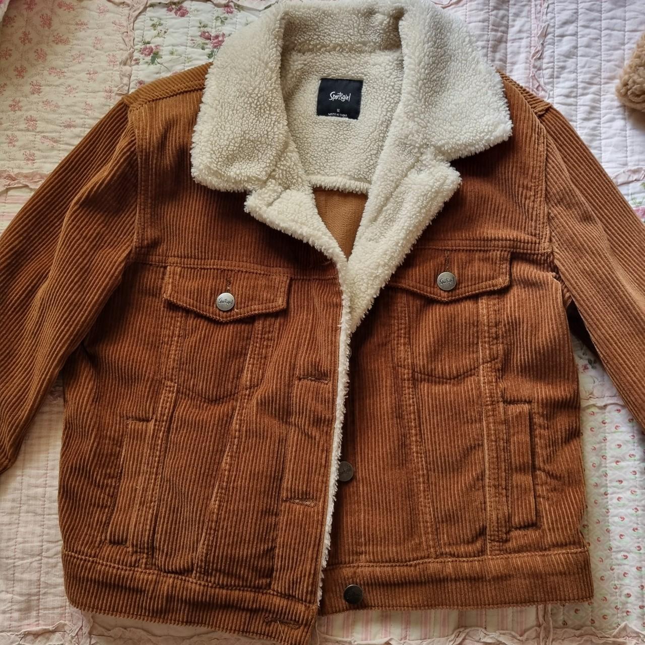 Brown corduroy Sportsgirl jacket size 12 Faux... Depop
