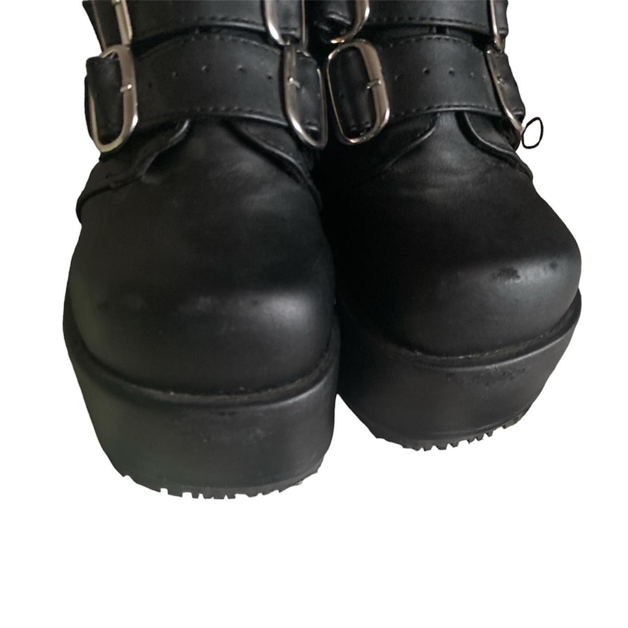 demonia black knee high boots