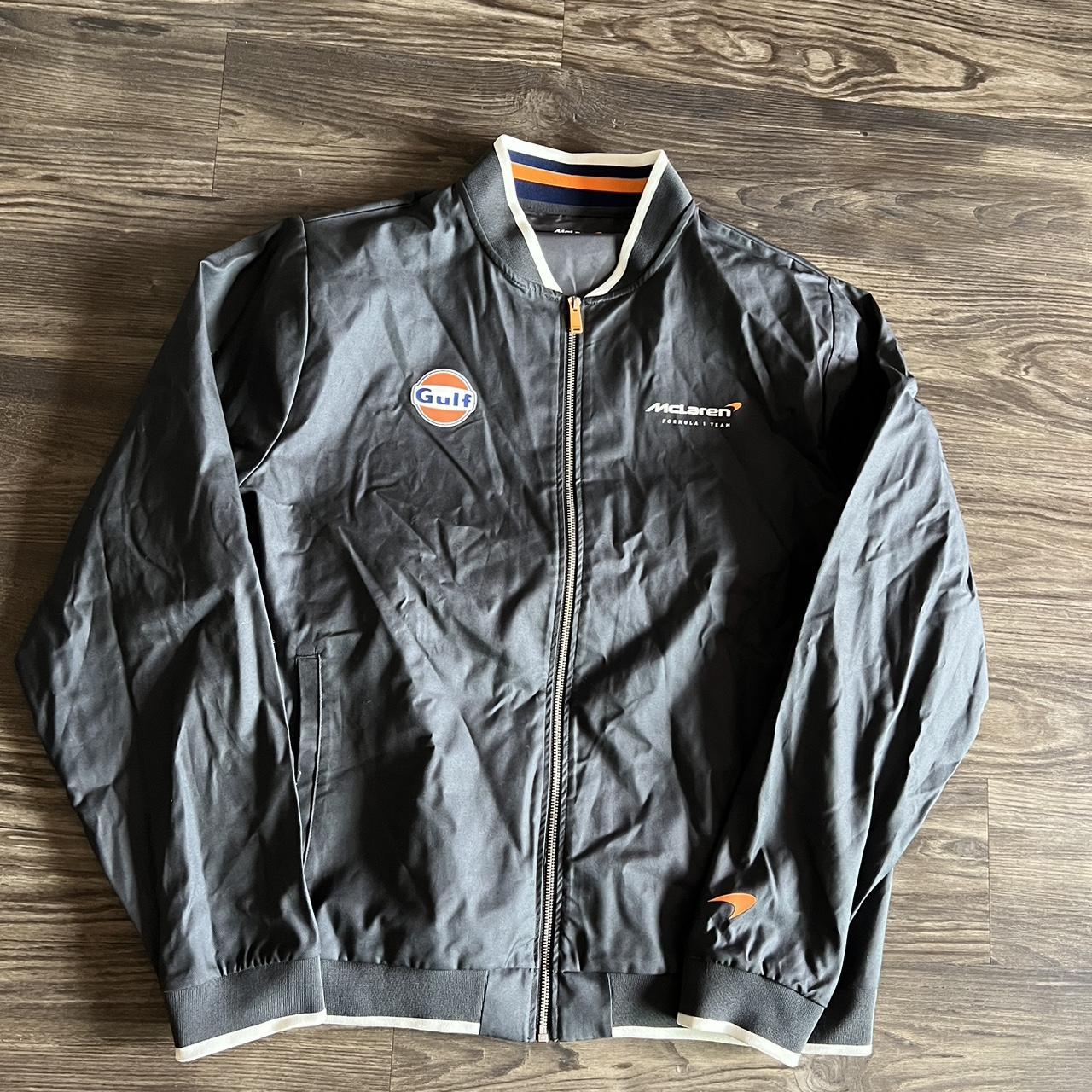 Men's Grey and Orange Jacket Depop