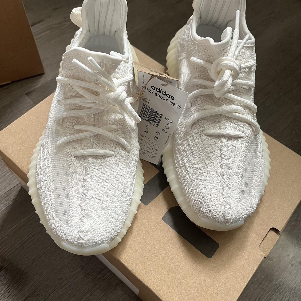 Yeezy boost 350 v2. Bone white size 5 1/2 100%... - Depop