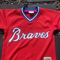 Size small Retro Throwback Braves Jersey Mitchell & - Depop