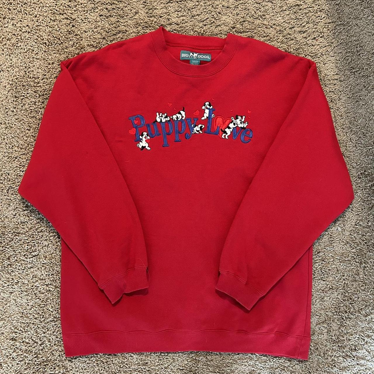 vintage big dogs puppy love embroidered crewneck... - Depop