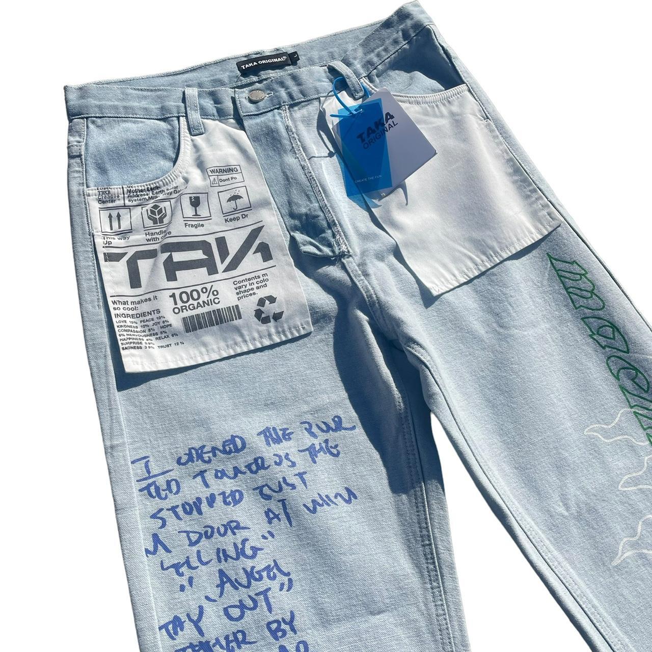TAKA Original spray paint logo jeans Size Large Depop