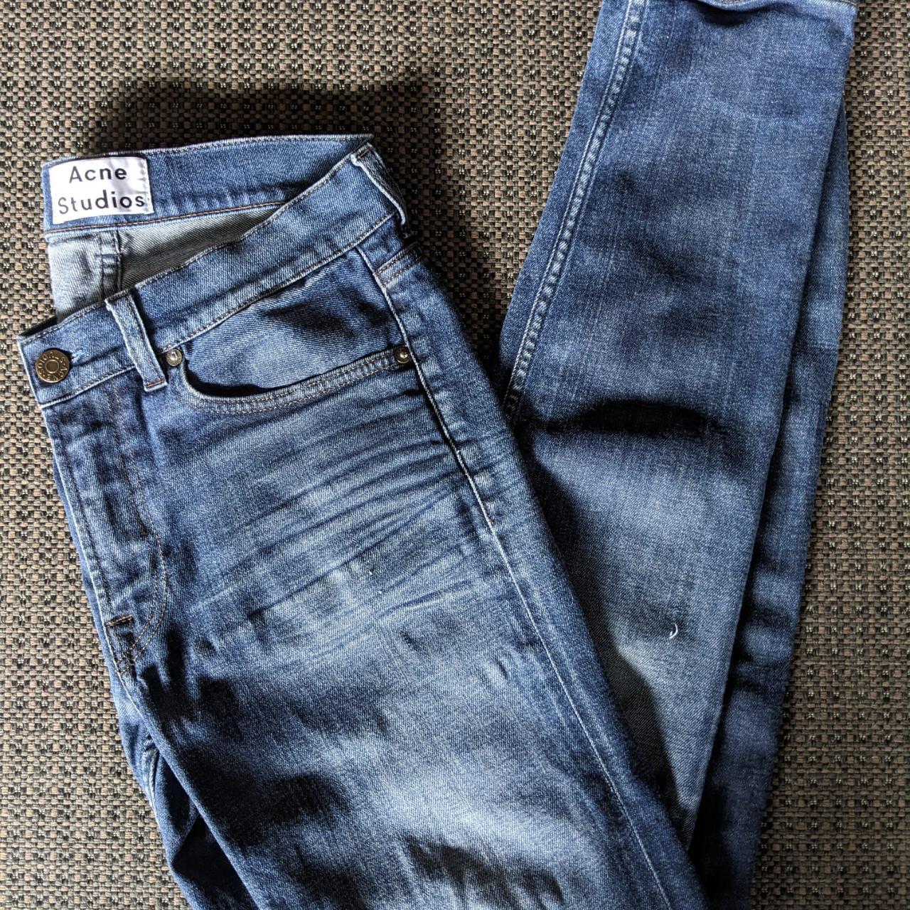 ACNE STUDIOUS 'ACE OREO' NAVY WASH SKINNY... - Depop