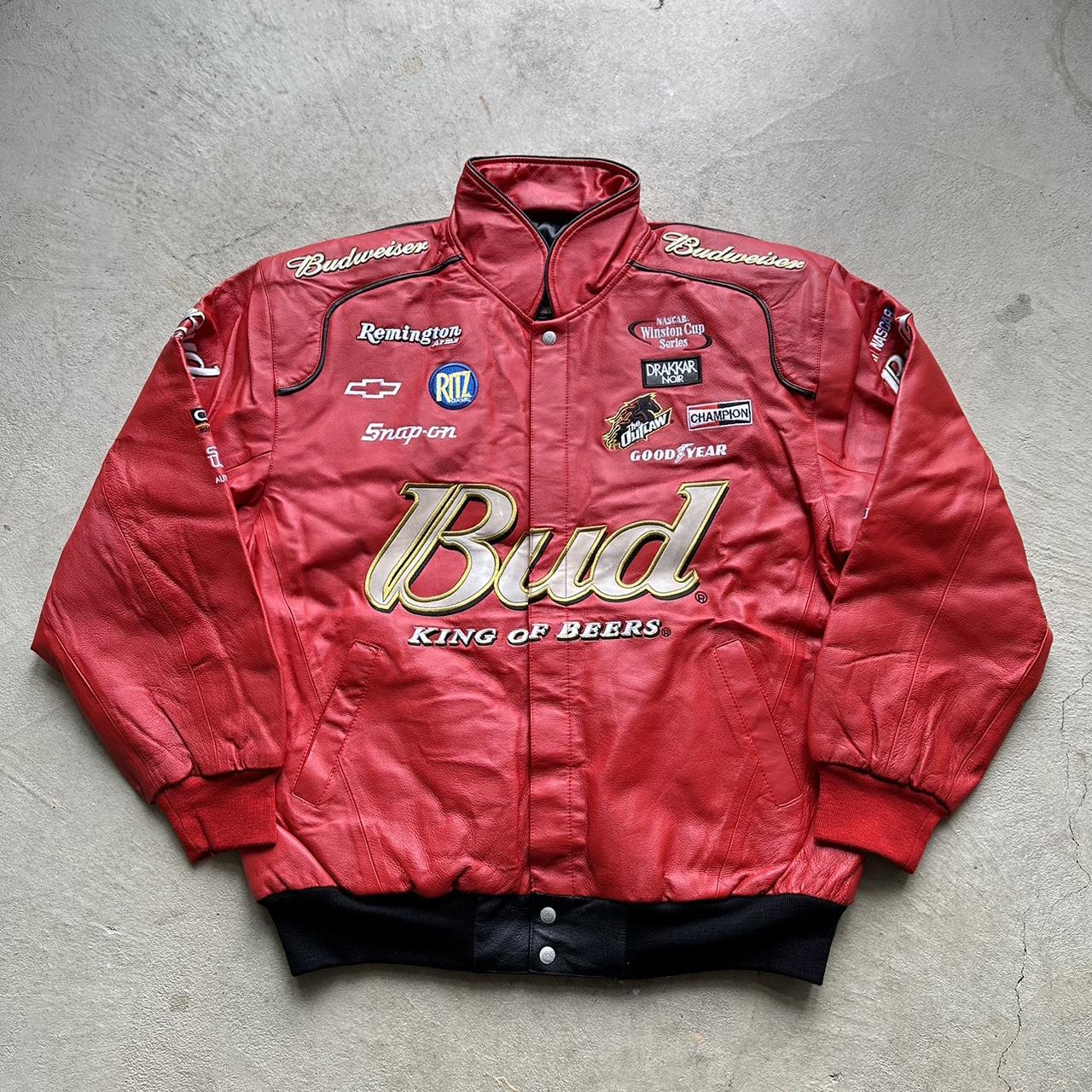 Vintage Brand New Red Leather Bud Light NASCAR... - Depop