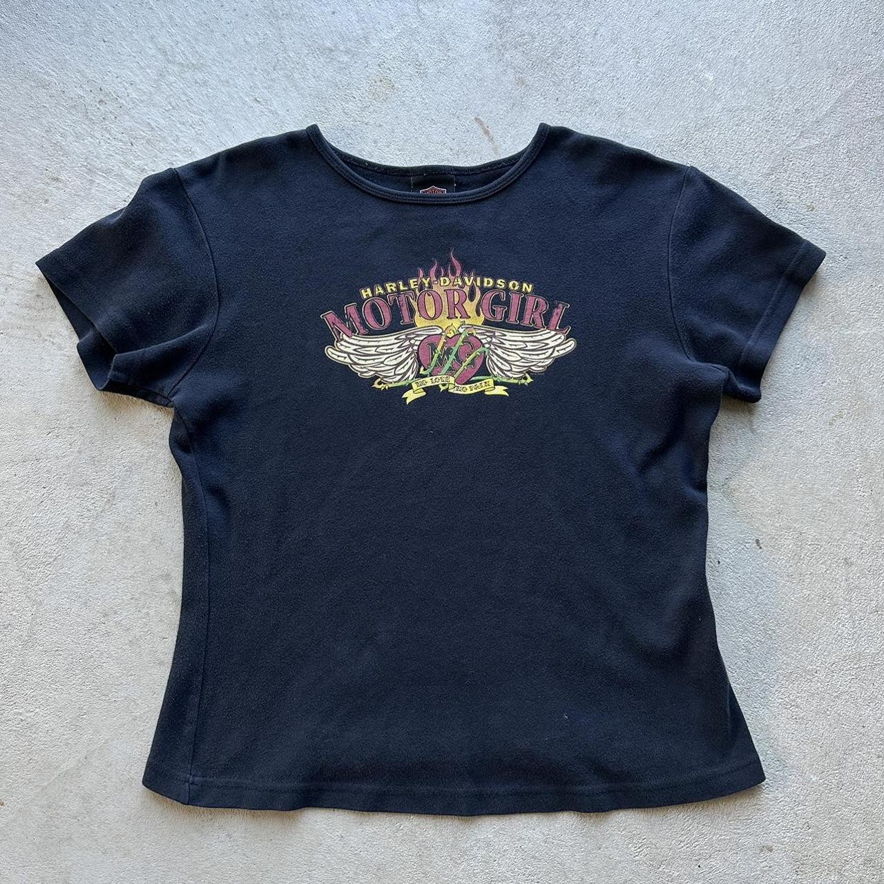 Vintage Y2K Harley Davidson Black T-Shirt •Size... - Depop