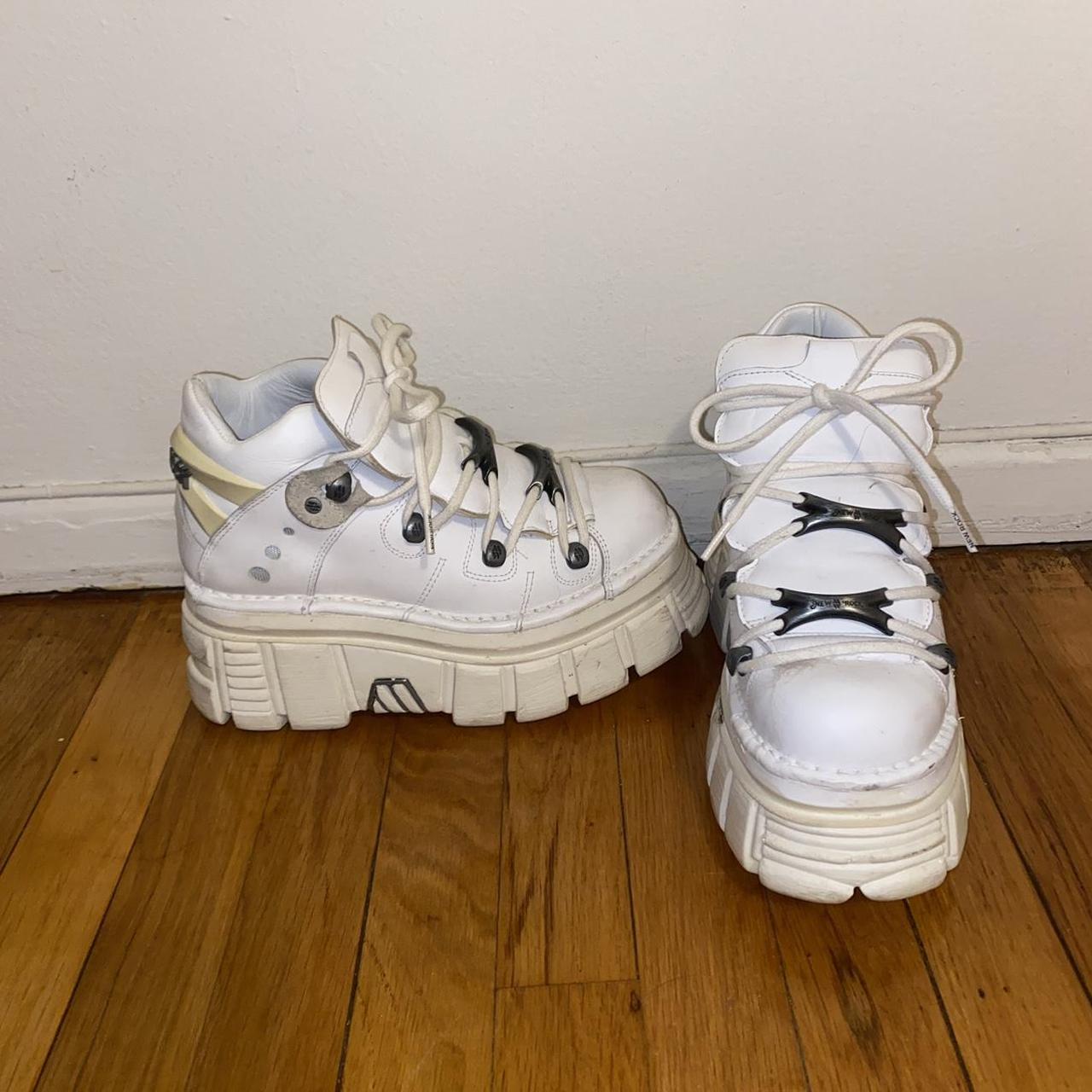 white new rock boots! size 38 / Women’s US 8 in... - Depop